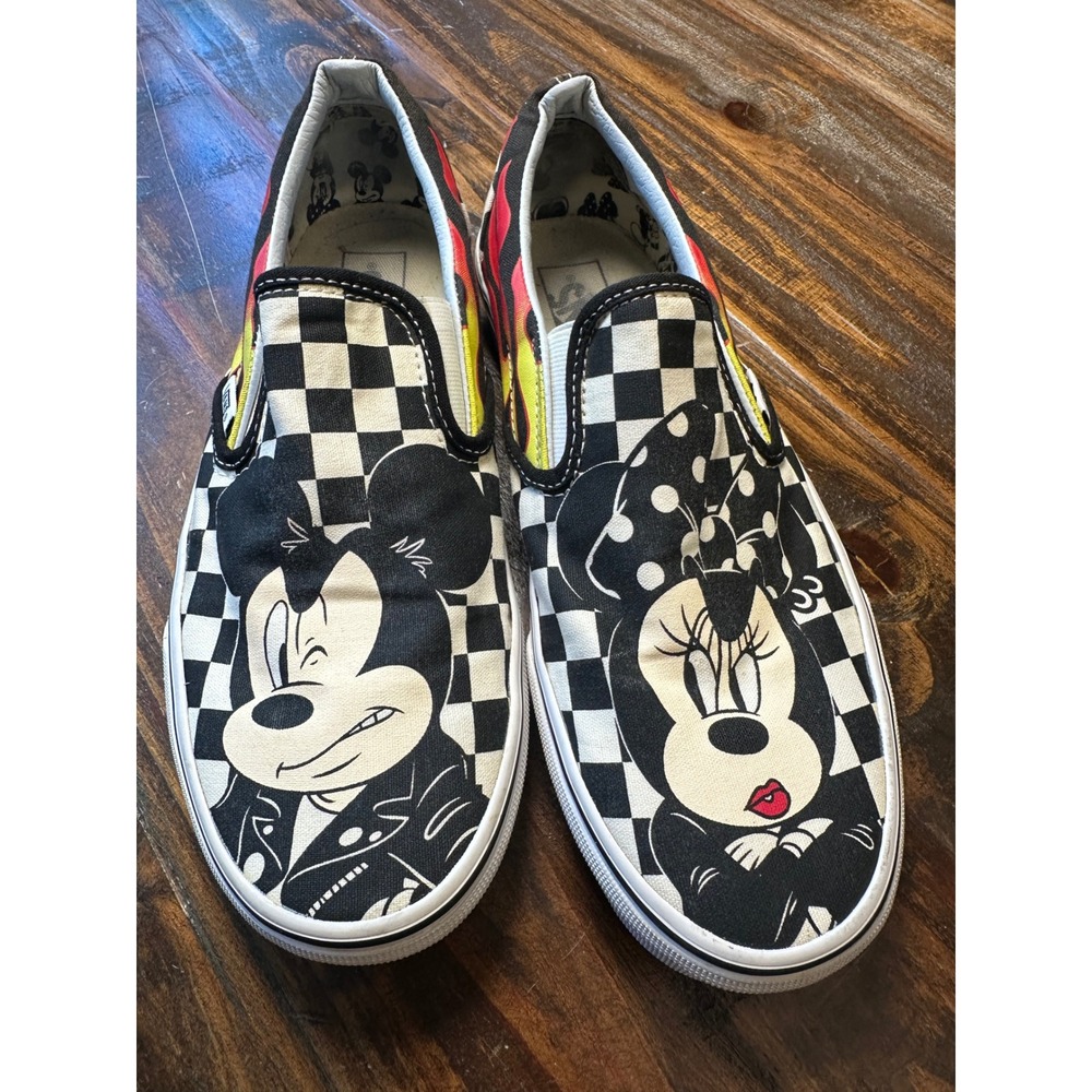 Vans Disney Mickey Mouse 90th Anniversary Flame Checkerboard Slip On Men 7.5 W 9